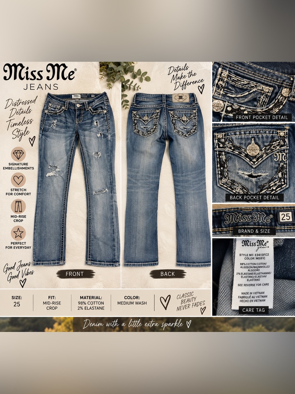 Miss Me Medium Wash Distressed Women's Jeans